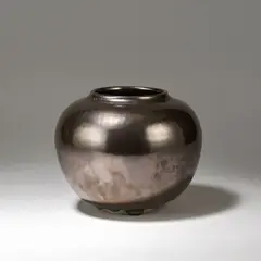 Maurice Gensoli, Vase, circa 1930, Stoneware, thick dark silver lustre glaze