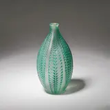 'Acacia' vase, designed 1921 by René Lalique, Clear glass, frosted, sold Dec 2023