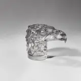 'Tete d'Aigle' car mascot, designed 1928 by René Lalique, Clear glass, frosted and polished, sold Dec 2023