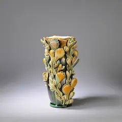Kate Malone, 'Wide Mouthed Snap Dragon' vase, 2012, Stoneware, green and ochre crystalline glazes