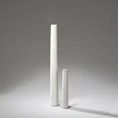 Rupert Spira, Two cylinder vases, circa 1995, Stoneware, white glaze with soft iron speckle and pale grey glaze