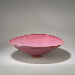 Rupert Spira, Large open bowl, circa 2003, Stoneware, copper red glaze with a mottled lilac flush
