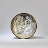 Samuel Haile, Bowl, circa 1937, Stoneware, green and brown glazes, grey painted figure to the well