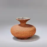 Waistel Cooper, Vase, circa 1989, Stoneware, mottled brown glaze, rim with pale ash glaze with dark splashes