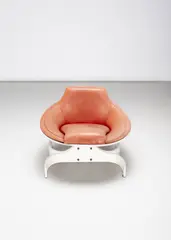 Joe Colombo, 'Sella 1001' lounge chair, circa 1963, Painted bent plywood, leather, steel