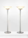 Jean Perzel, Pair of standard lamps, model no. 32, designed 1929, Nickel-plated brass, glass