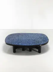 Ado Chale, Low table, circa 1970, Lapis lazuli, resin, painted steel