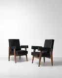 Le Corbusier, and Pierre Jeanneret, circa 1955, Teak, leather upholstery