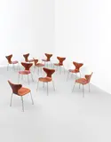 Arne Jacobsen, Set of ten 'Lily' stacking chairs, model no. 3108, designed 1961, produced 1970