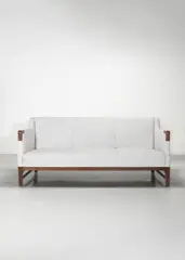 C.B. Hansen, Three-seater sofa, circa 1945, Brazilian rosewood, Brazilian rosewood-veneered wood, linen upholstery