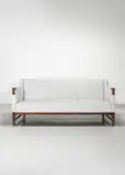 C.B. Hansen, Three-seater sofa, circa 1945, Brazilian rosewood, Brazilian rosewood-veneered wood, linen upholstery