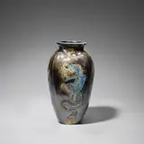 Clement Martin, Four-sided 'Dragon' vase, 1937, Stoneware with black lustre glaze