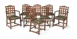 Sir Ambrose Heal: originally designed, for Sir Winston Churchill, circa 1925, Set of eight Heals oak dining chairs, circa 1925