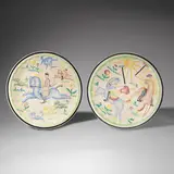 Viktor Schreckengost, 'The Hunt' and 'Polo' wall plates, early 1900s, Glazed earthenware