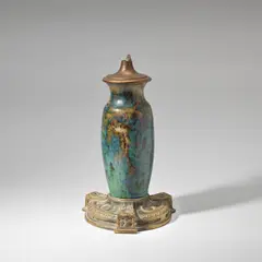 Lamp base by Pierre-Adrien Dalpayrat, circa 1900, High-fired stoneware with bronze base and brass cap, offered Jun 2023