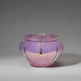 Loetz, Pale iridescent glass vase, Ausfuehrung 217, circa 1925, Mauve glass exhibiting a nacreous hue, decorated with applied and trailed gold-coloured tadpole prunts