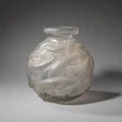 René Lalique, 'Salmonides' vase, designed 1928, Clear glass, frosted and polished