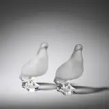 Lalique, Two 'Perdrix Debout' sculptures, late 20th/early 21st Century, Crystal glass, frosted and polished