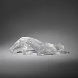 Lalique, 'Leopard' sculpture, late 20th/early 21st Century, Crystal glass, frosted and polished