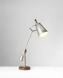 Édouard-Wilfred Buquet, Adjustable table lamp, model no. EB 28, designed 1925, Nickel plated-brass, aluminium, walnut, painted wood