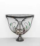 Mark Brazier-Jones, 'Lyra' console, 1997, Wrought iron, patinated and scorched steel, glass, composite