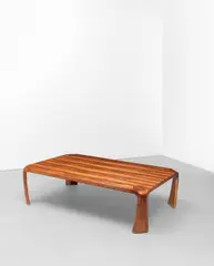 Saburo Inui, 'Zataku' low table, designed 1959, Indian rosewood-veneered wood, Japanese elm