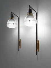 Ignazio Gardella, Pair of wall lights, model no. 'LP5', circa 1954, Glass, brass
