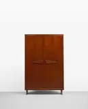 Gio Ponti, Illuminated wardrobe, early 1950s, Walnut-veneered wood, walnut, brass, glass
