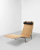 Hammock lounge chair, model no. PK 24, designed 1965, produced 1977 by Poul Kjærholm, Stainless steel, cane, leather, sold Apr 2023