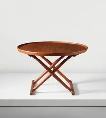 Mogens Lassen, 'Egyptian' folding table, designed 1940, Cuban mahogany-veneered wood, Cuban mahogany, brass
