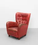Kaj Gottlob, Armchair, designed 1937, Leather upholstery, stained beech