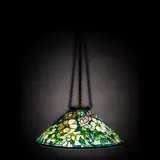 Peony Hanging Shade by Tiffany Studios, leaded glass, patinated bronze, interior of shade stamped 'TIFFANY STUDIOS NEW YORK 603-18', sold Oct 2023