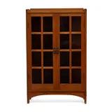 Gustav Stickley, China Cabinet, model 815, oak, glass, patinated iron, with Craftsman Workshops paper label