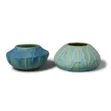 Two Bowls by Van Briggle Pottery, glazed earthenware, the smaller signed with firm's mark and incised 'VAN BRIGGLE Colo, sold Oct 2023