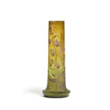Émile Gallé, Tall Vase, enameled, applied, etched, mottled and gilt decorated glass, etched 'Cristallerie d'Emile Gallé modele et décor déposés'