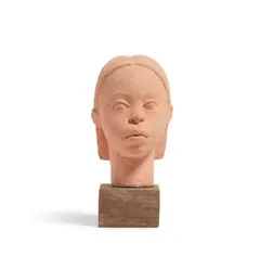 William Artis, Bust of a Young Girl, terracotta, wood base, incised 'WArtis' on back of neck