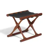 Poul Hundevad, Guldhoj Stool, teak, leather, with descriptive label on underside
