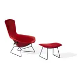 Harry Bertoia, Bird Chair and Ottoman, for Knoll, enameled steel, upholstery, rubber