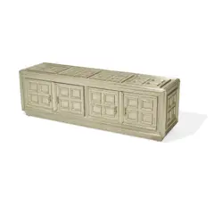 Paul Mathieu, Coffee Credenza, for Stephanie Odegard, hammered white bronze, teak