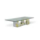 Paul Evans, Cityscape Coffee Table, Paul Evans for Directional, brass, chrome-plated steel, glass