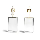 Karl Springer, Pair of Oval Table Lamps, acrylic, brass