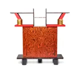 Freemont Sideboard by Ettore Sottsass, for Memphis, reconstituted wood veneer, plastic laminate, aluminum, giltwood, sold Oct 2023