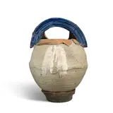 Large Vessel with Handle by Betty Woodman, glazed earthenware, stamped 'WOODMAN' along bottom, sold Oct 2023