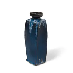 Gutte Eriksen, Tall Blue Black Bottle, glazed stoneware