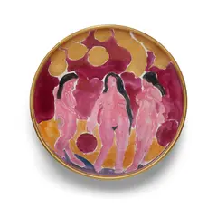 Viola Frey, Bowl (Nude Ladies, Gold and Pink), glazed ceramic