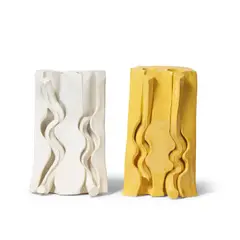Untitled (White and Yellow Bookends) by Viola Frey, glazed ceramic, sold Oct 2023