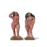 Viola Frey, Pair of Standing Women Nudes, glazed earthenware