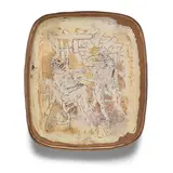 Viola Frey, Rectangular Plate (Monkey Theme), glazed and painted ceramic with bronze luster