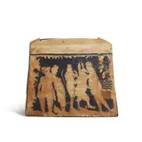 Viola Frey, Untitled (Rectangular Pot With Figures), glazed, painted and incised ceramic