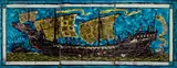 William De Morgan, Three-Tile 'Ship' Panel